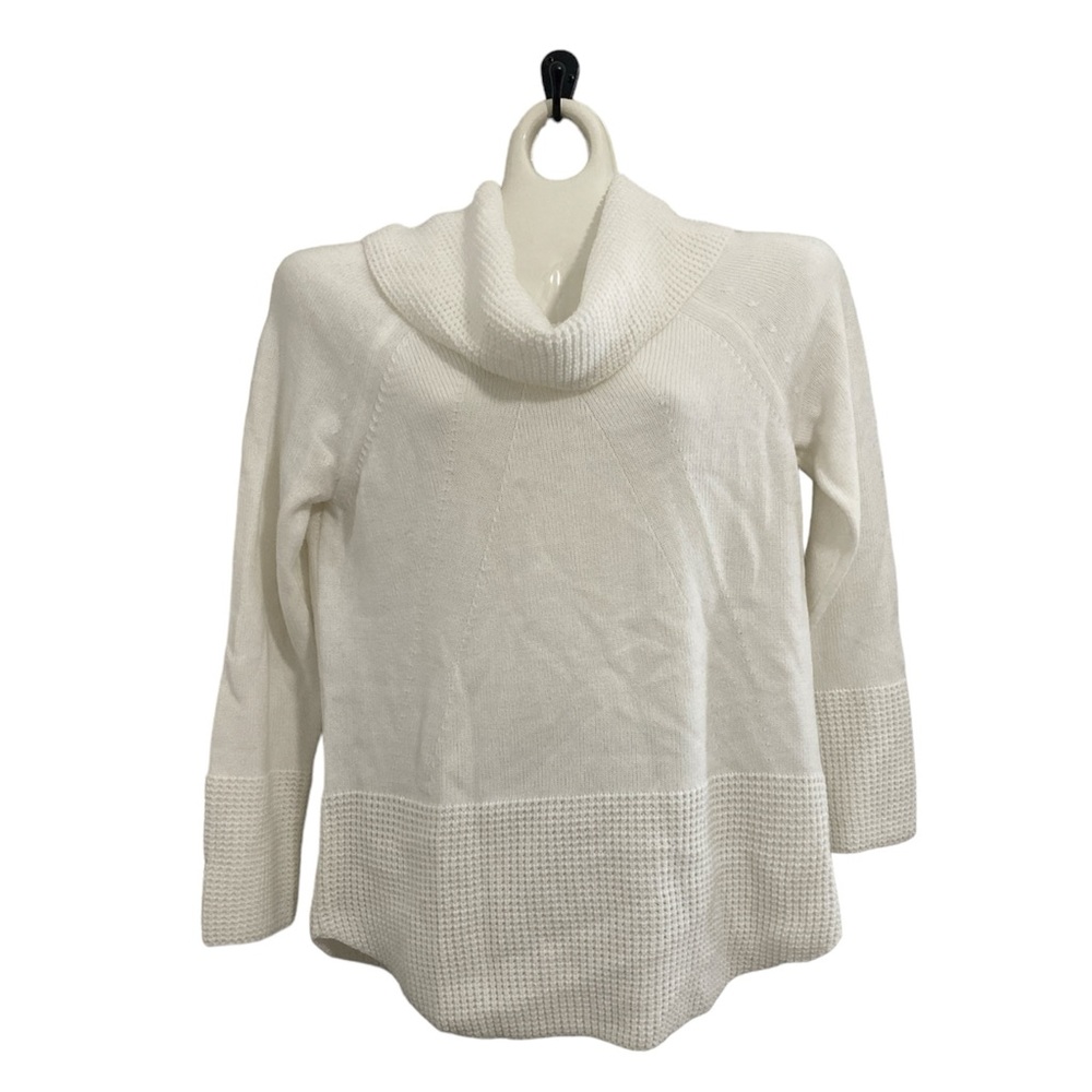 Calvin Klein white waffle weave cowlneck sweater